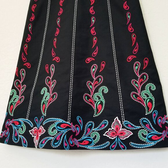 Anthropologie Maeve Chennai Embroidered Paisley Floral Mini Dress Black Size 6 - Picture 14 of 15